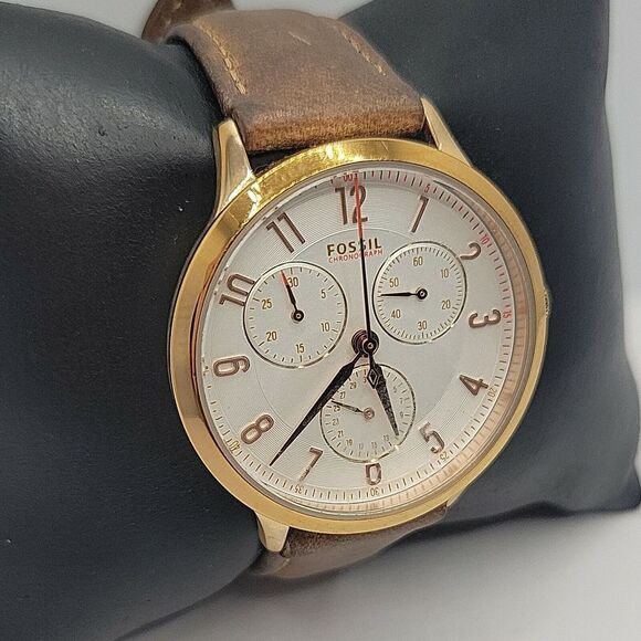 FOSSIL CH3016 Women's Brown Leather Analog Dial Quartz Genuine Wrist Watch BC265 - Picture 4 of 11